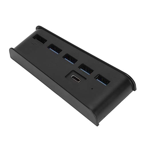BONKZEBU Konsola do Gier 5 w 1, Rozdzielacz USB, Koncentrator Kontrolera na, Wieloportowy Koncentrator Typu Plug and Play dla Wygody, Kolor Czarny