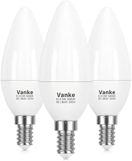 3 Pack E14 LED Candle Bulbs Cool Light 6000K, 40W Incandescent Bulb Equivalent, 6W SES LED Candle Bulb, Non-Dimmable, 540lm, CRI>80