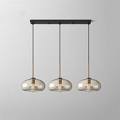 Lustre verre clair rétro E27 suspension 3 lumières pour chambre salon et îlot de cuisine vintage