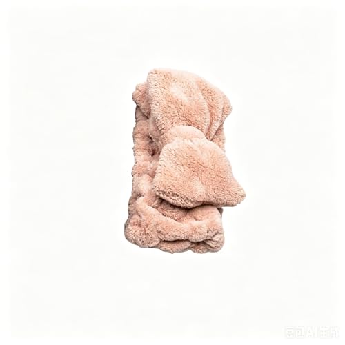 Kawaii Squirrel ヘアバンド、ボウ付き、洗顔用、4色セット、ふわふわ素材、伸縮性あり、スキンケア向けHPC-0260 (淡いピンク色)