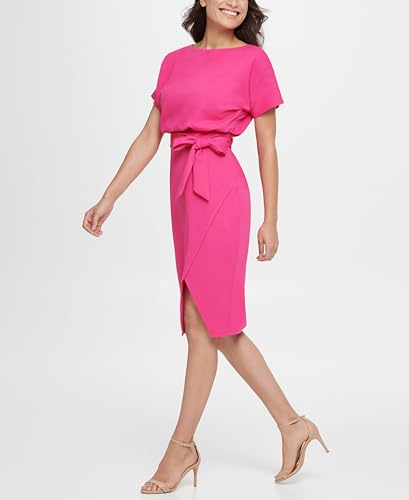 Image of Kensie Womens Short Sleeve Tie Waist Midi Dress