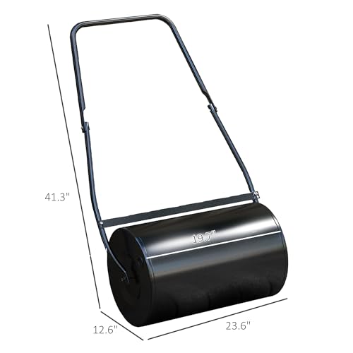 Outsunny 38L Heavy Duty Push/Tow Poly Lawn Roller, U-Handle Garden Roller Filled with Water or Sand - Thumbnail 3