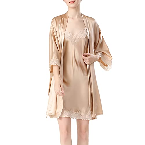 Chemise de nuit à bretelles et pyjama en soie naturelle contre la chaleur