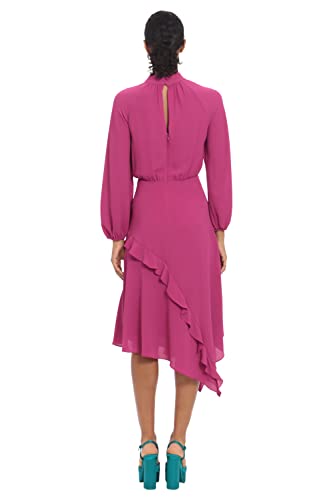 Donna Morgan Women's Mock Neck Multi Ruffle Long Sleeve Dress, Festival Fuchsia, 6 #TOP2