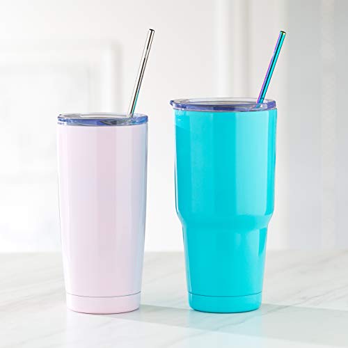Stainless Steel Drinking Straws | Complete Set - 8 Straws, 2 Brush Cleaners & Travel Case | Eco Friendly | Straight & Bent Plus Wide Smoothie/Boba Straws | Perfect For 20, 30Oz. Yeti/Rtc Tumblers Etc. #TOP3