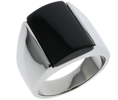 Sujak Jewelry Black Onyx Sleek Men's Ring Stainless Steel Size 11 T65