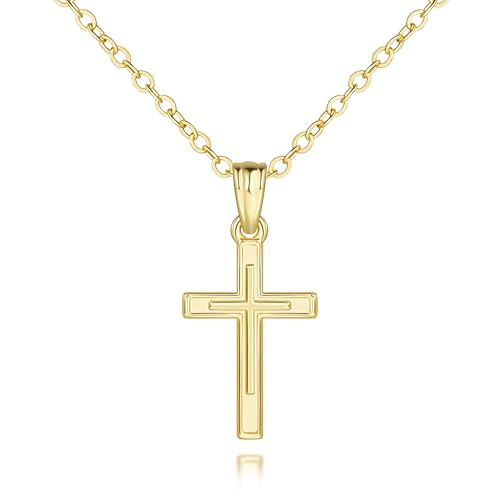 SPONIT Cross Necklace for Women 14K Gold Cross Necklaces for Women Gold Crosses Chain Necklace for Womens Dual-Layer Design with O-Chain Crosses Pendant Necklaces for Womens