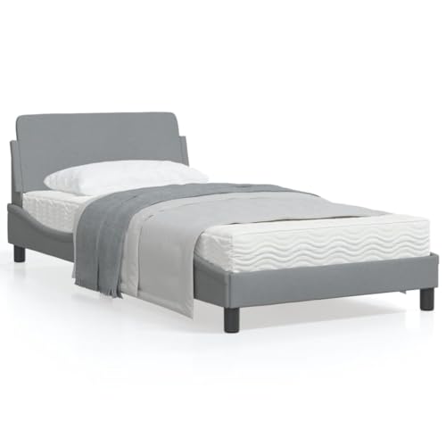 Lechnical Giroletto con Testiera Grigio Chiaro 100x200 cm in Tessuto,Giroletto,Struttura Telaio Letto,Giroletto Singolo/Matrimoniale,Struttura Letto Moderno(SPU:373125)
