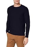 pullover 100 schurwolle waschen Rippbündchen TOM TAILOR Herren Cosy Strick Pullover, 13160-Knitted Navy Melange, M