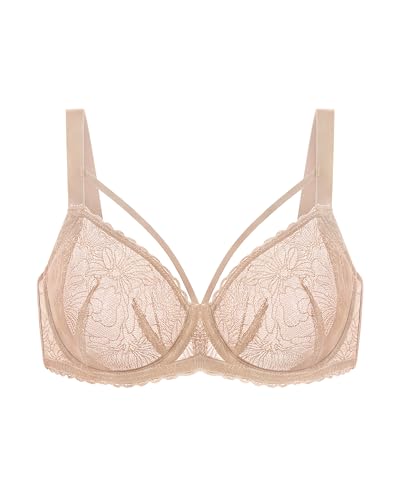 Image of HSIA Minimizer Bras for Women Full Coverage, Unlined Lace Sexy Plus Size Underwire Bra for Large Breasts