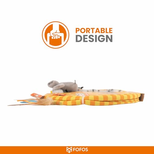 Image of BarkButler x FOFOS Safari Spiral Tunnel - Yellow, with Real Feathers and Mouse Toy, US Grade Catnip, Portable Design, Cat Accessories, Perfect Cat and Kitten Toys