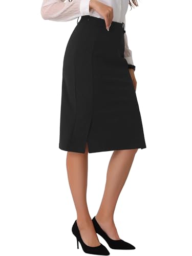 Allegra K Bodycon Midi Pencil Skirt for Women's High Waist Side Slit Office Work Skirts