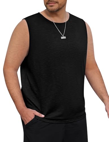 TOMEEK Camiseta Tirantes Hombre Tallas Grandes Camiseta Sin Mangas para Hombre Deportivas Cuello Redondo Casual Elástica Camisetas de Tirantes 3XL Basicas Top(Negro,XL)