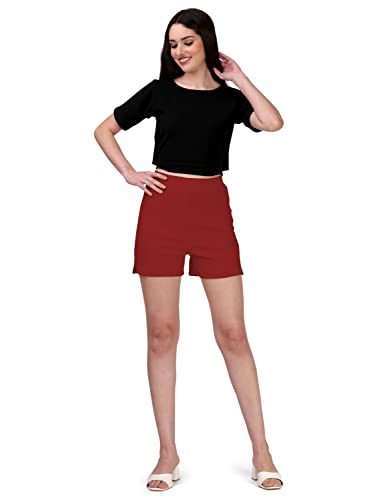 Image of Mehrang Solid Women Black High Waist Shorts for Women and Girls Casual Wear