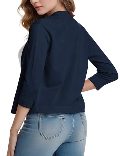 Image of Cnlinkco Women's Shrug Sweaters 3 /4 Sleeve Cropped Cardigan Trendy Casual Open Front Jacket Coats