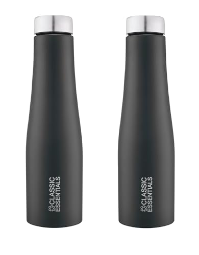 Image of CLASSIC ESSENTIALS Stainless Steel PURO Water Bottle 100% Leak Proof | Office Bottle | Gym Bottle | Hiking & Treking Bottle | Steel Water Bottle 1000 ml Bottle (Set of 2) (Black)