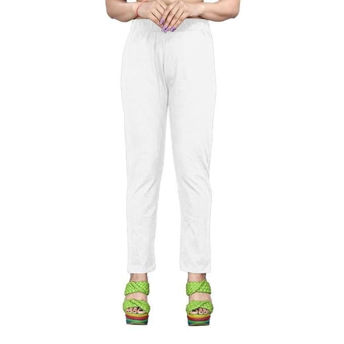 Dennis Lingo Women's High Waist Cotton Lycra Pants - Slim Fit Stretchable Leggings - Versatile, Comfortable Trousers for Casual, Office, and Everyday Wear in neutral