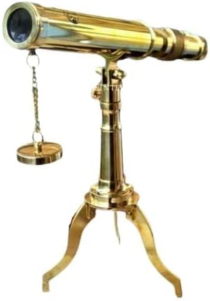 10" Vintage Solid Brass Decorative Telescope with Tripod Stand