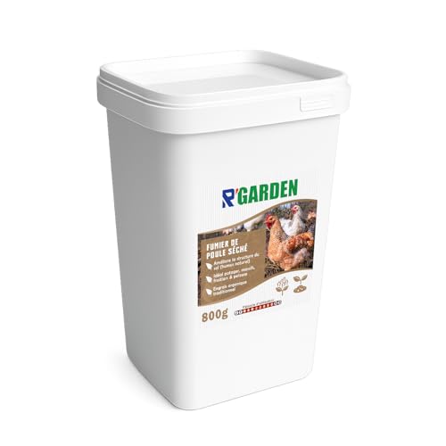R’GARDEN – Fumier de Poule Séché – Amendement Organique du Sol 4-3-3 – Riche en Humus – Idéal Potager, Verger, Massifs & Pelouse – Utilisable en Agriculture Biologique (800g)