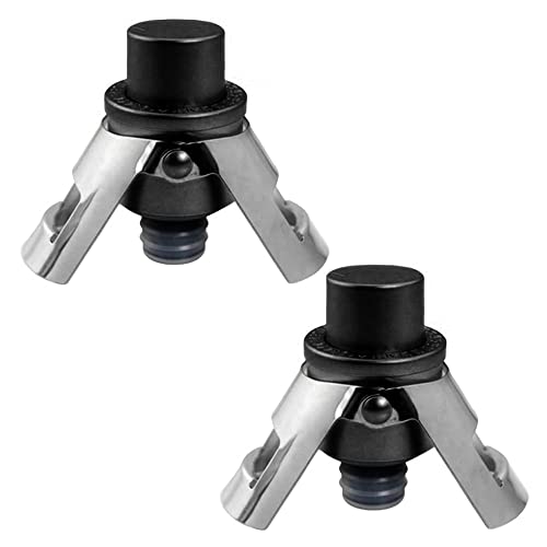 Andy's Orchids Vacuum Champagne Stopper, Wine Bottle Saver Plugs, Stainless Steel Top Airless Saver Fresh Leak Proof Silicone Vacuum Sealer with Pressure Built-in Pump Wine Accessories Black 2 Pcs