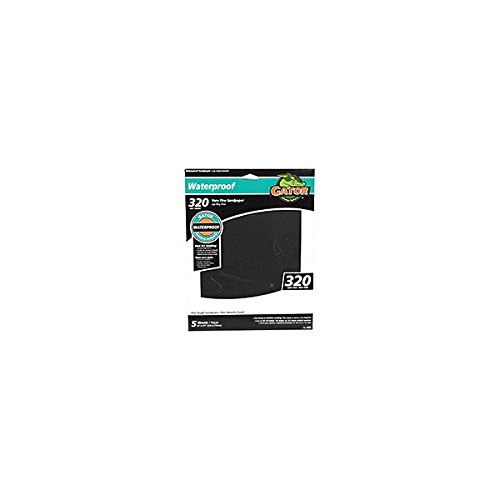 Papier abrasif grain 320 pour ponçage de finition à sec ou à l'eau en lot de 5 feuilles