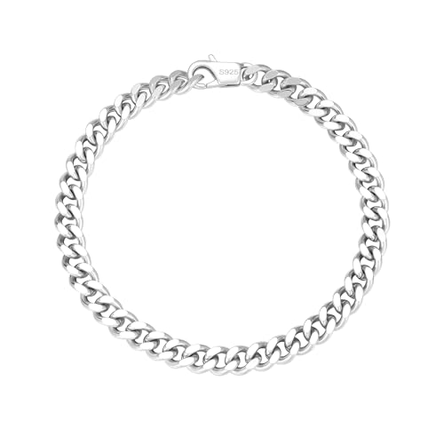 Diorra Pulsera Hombre, Pulsera de Plata de Ley 925 para Hombres Eslabones Curvados Figaro/Cubano egalos para Papá Novio Esposo Hijo