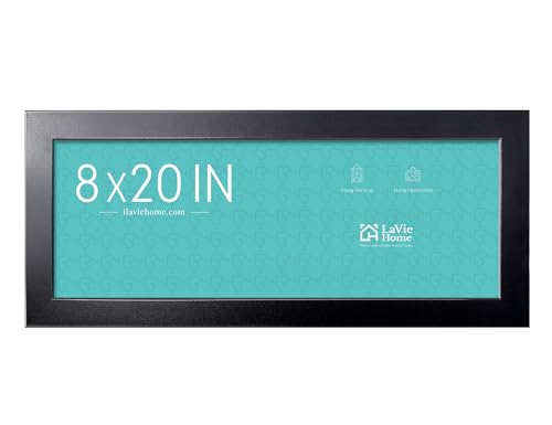 LaVie Home 8x20 Picture Frame Black, Panoramic Picture Frame for Wall Decoration, Classic Black Minimalist Style Suitable for Decorating Houses, Offices, Hotels(1 Pack)