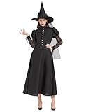 Wabolay Witch Costume for Women Adult Wicked Witches Dress Outfit 3PCS Womens Halloween Black Gothic Plus Size Cosplay Woman S