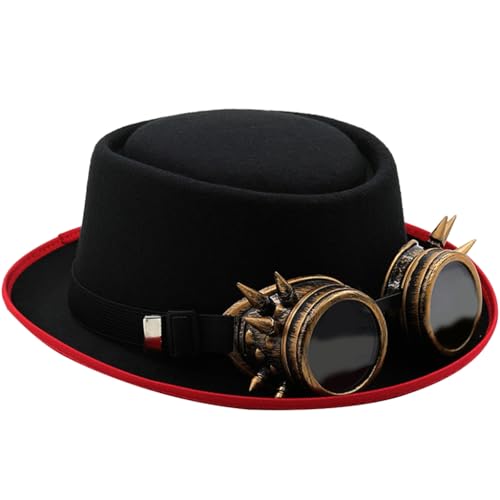 Sombrero plano temático con gafas para regalar en fiestas de disfraces y eventos de cosplay