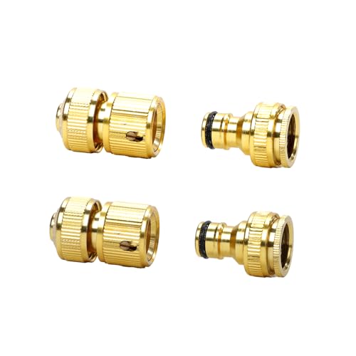 VIGOOR Hose Quick Connect, Garden Hose Quick Connector Thread Size 3/4inch Interface Size 1/2inch No-Leak Water Hose Quick Connect Fittings Male and Female - 2Packs