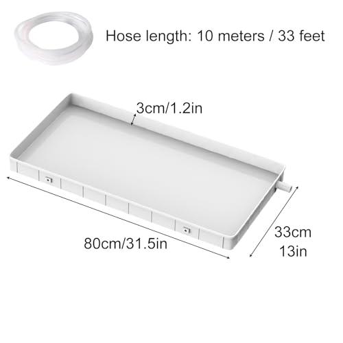 Generico Vaschetta di Raccolta condensa per condizionatori con Tubo Flessibile da 10 m, Vassoio di Raccolta in plastica per unità Interne/Esterne di condizionatori Split, 80x33x3 cm (31,5x13x1,2 poll