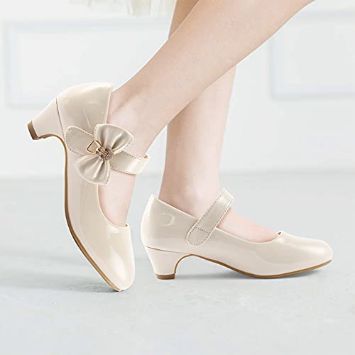 Adamumu Dress Shoes For Girls Low Heels Princess Shoes Toddler Mary Jane Wedding Sandles Flower For Children In Party Church Dress Up Costume,Cream,Size 3M For Big Kids #TOP5