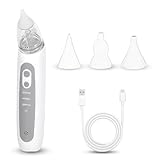 ONGNIUU Aspirador Nasal Eléctrico para Bebés con Música y 3 Niveles de Succión, 3 Boquillas de Silicona, Portátil y Recargable USB-C, para una Limpieza Diaria Suave y Rápida