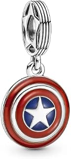 RMMY Jewelry Captain Shield Dangle Charms S925 Sterling Silver Pendant Beads with Cubic Zirconioa fit Europe Charm Bracelet,Birthday Gifts for Women Girl Bracelet & Necklace