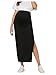 BEAUDRM Women's Maternity Long Skirt High Waist Split Thigh Pregnancy Casual Bodycon Skirts Black Medium