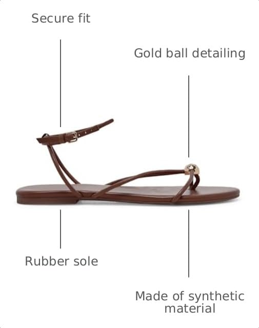 Image of Strappy Flat Sandals for Women Comfortable Open Round Toe Sandals Dressy Beach Thong Flip Flop Slides