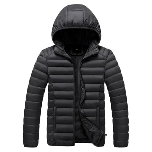 Jaqueta Puffer Bobojaco Feminina Casaco Corta Vento Acolchoada Impermeável Bolsos Capuz Removível (BR, Alfa, P, Regular, Regular, Preto)