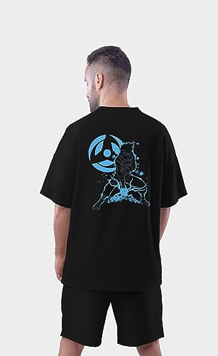 Image of Be Crazy Oversized Loose Baggy Fit Drop Shoulder Half Sleeves Pure Cotton Anime Graphic Printed T-Shirt for Men