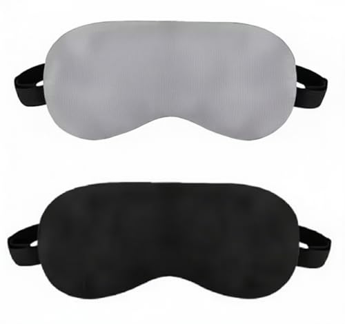 Image of Premium Eye Mask Combo (Pack of 2) - 1 Grey & 1 Black Sleeping Masks - Ultra-Soft & Light-Blocking Travel Sleep Masks with Adjustable Elastic Strap for Men & Women