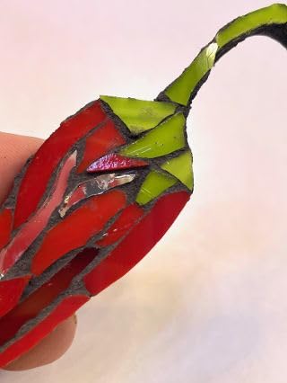 Miniatura 2 de Hot Red Chili Pepper Mosaic Fridge MAGNET Artwork 5" by artist MosaicsByKarla