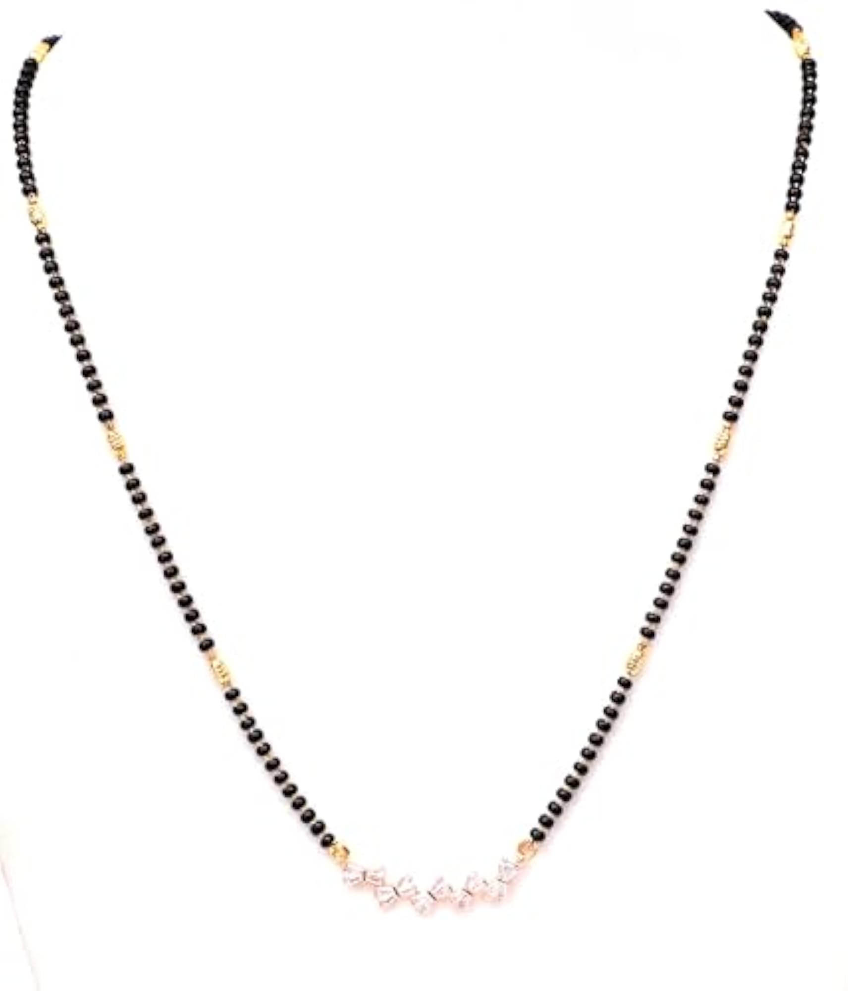 Women's Designer American Diamond Studded Long Beaded Mangalsutra