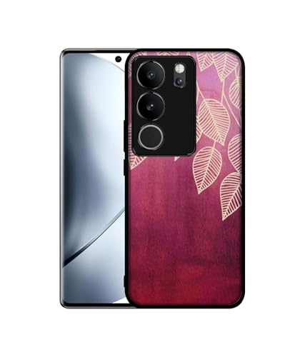 Image of Leaf Pattern Design Premium 2D Printed Metal Back Case Cover for Vivo V29 5G / V29 Pro 5G, Multicolor