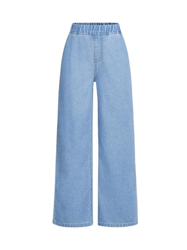 Milumia Girl High Elastic Waist Wide Leg Jeans Baggy Going Out Denim Pants