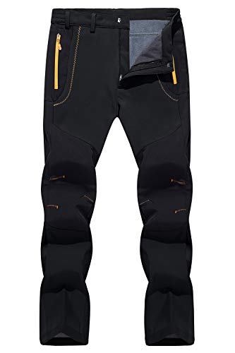 TACVASEN Men's Snow Pants Outdoor Water Repellent Skiing Snowboarding Soft Shell Pants Black, 34