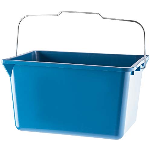 KADAX Verfemmer, vierkante kunststof schilderemmer met metalen handvat, stabiele wateremmer met gietrand, voor renovatie, tuin, poetsemmer, rechthoekig, licht (12 l, 1 stuk, blauw) - Afbeelding 3