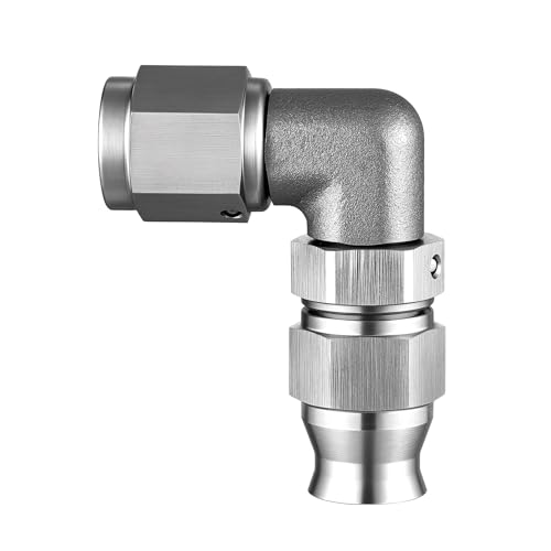 EVIL ENERGY Stainless Steel 3AN PTFE Hose End Fitting, 3AN 90 Degree Fitting for PTFE Hose Only, Silver