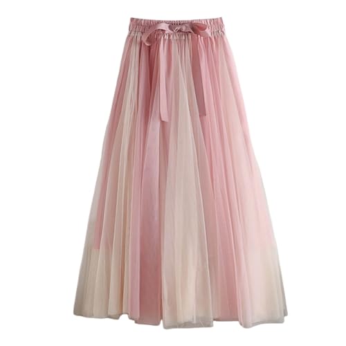 Tüllrock Damen Bunt Lang Spleißen Midi Lang Mesh Tüll Röcke...