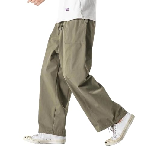 Summer Men Wide Leg Pants Light Thin Solid Casual Pants Men Loose Joggers Cargo Trousers Streetwear