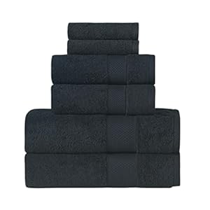 Towels Beyond – Luxury Towel Set for Bathroom, 100% Turkish Cotton, Quick Dry, Soft and Absorbent Bath Towels, Hand Towels, and Washcloths, Madison Collection – 6-Piece Set (Black)