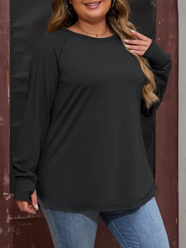 Women's Plus Size Long Sleeve Tunic Top Crew Neck Summer Oversized Fit Basic T Shirts Blouse3